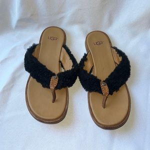 Ugg fluff thong sandals